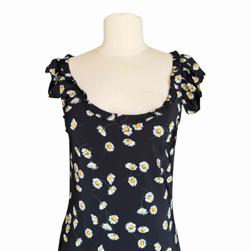 The Kooples Daisy Print Ruffle Straps Asymmetric Hem Midi Dress Size 1 NWT - Picture 7 of 16